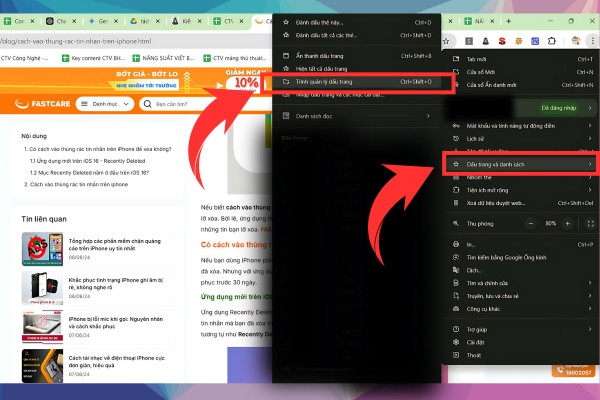 Sử dụng file sao lưu Bookmark bước 1