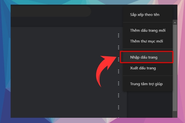 Sử dụng file sao lưu Bookmark bước 2