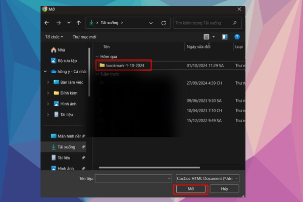 Sử dụng file sao lưu Bookmark bước 3
