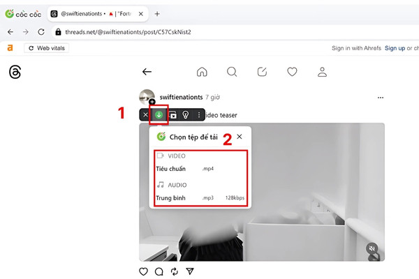 Tải video thread bằng trình duyệt Cốc Cốc