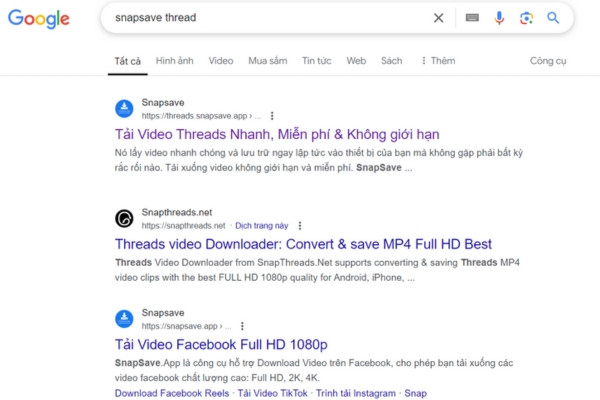 Tải video Thread với Snapsave 1