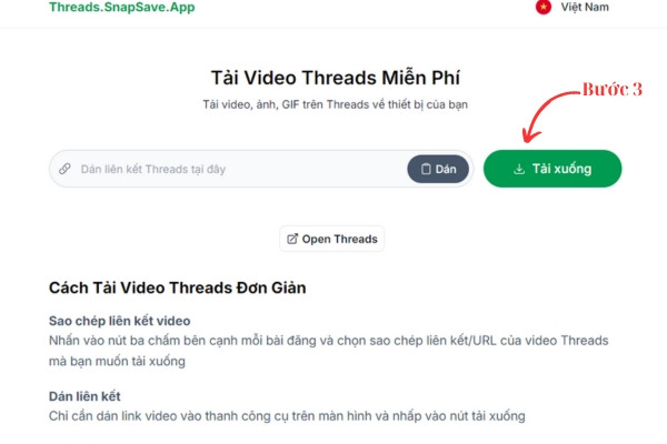 Tải video Thread với Snapsave 3