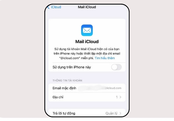 Tìm email qua cài đặt tài khoản iCloud B2