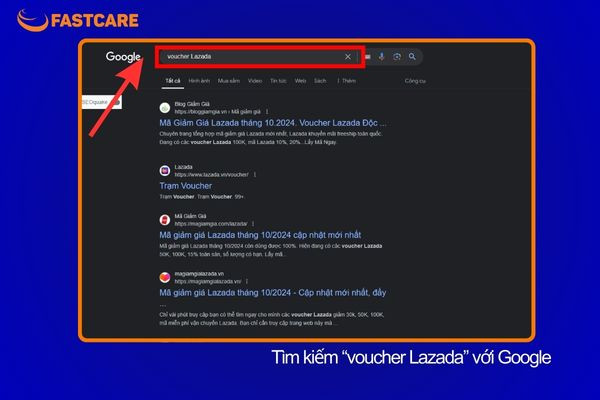 Tìm mã giảm giá Lazada trên website trung gian&nbsp; 1