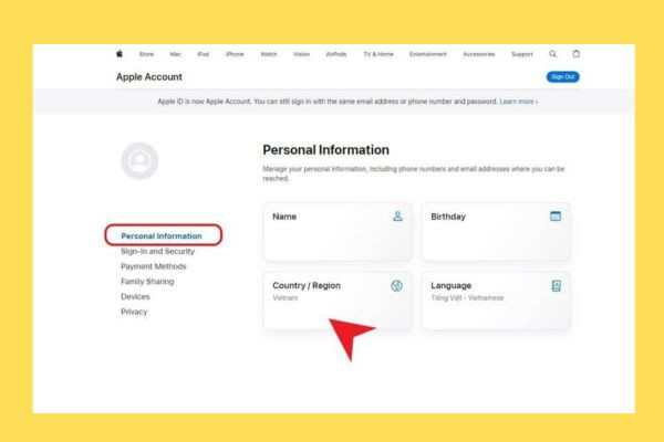 Cách chuyển vùng trên Macbook qua Website PC 2