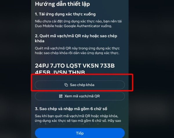 Cách tạo 2FA cho Facebook Code 9