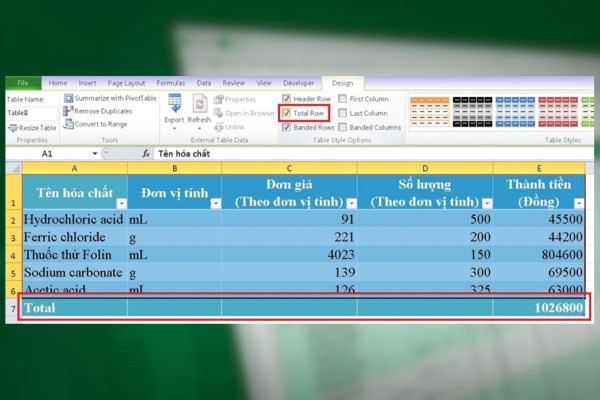 Cách chỉnh sửa bảng đã kẻ trong Excel bước 2