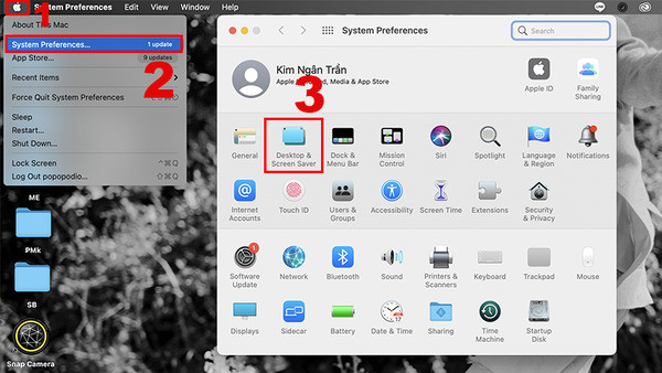 Cách đổi hình nền Macbook thông qua System Preferences bước 1