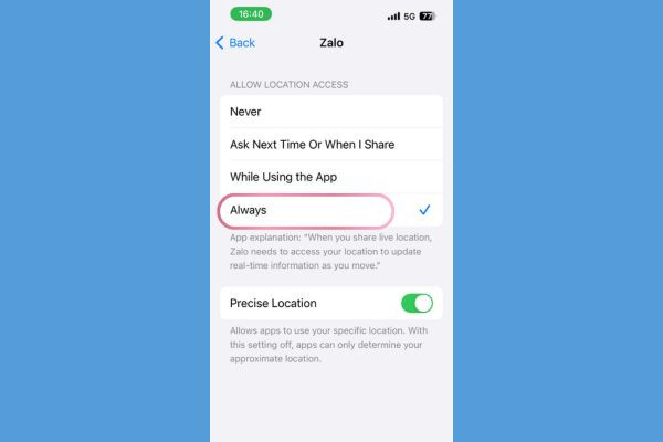 Cách khắc phục khi tìm quanh đây Zalo bị lỗi đối với iPhone bước 4