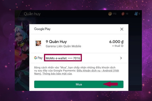 Nạp trực tiếp trên ứng dụng Liên Quân trên điện thoại android bước 5