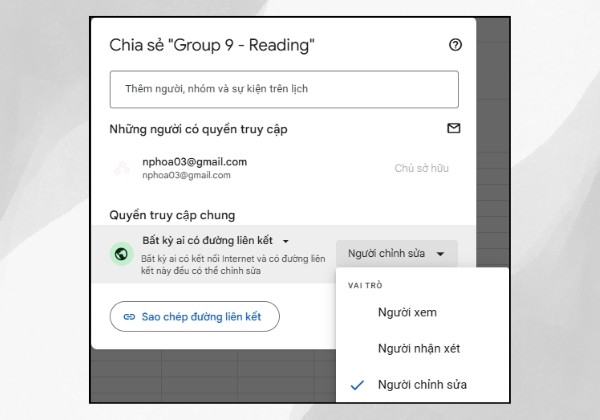 Chia sẻ và quản lý quyền truy cập trong Google Sheets 3
