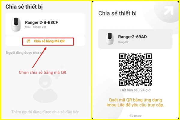 Chia sẻ video camera Imou trên điện thoại khác bằng mã QR code 1