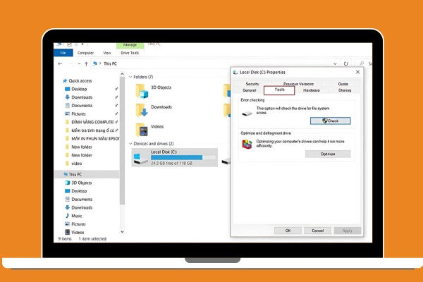 Công cụ Check Disk bước 3