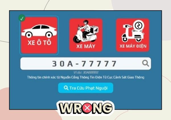 Địa chỉ nhận thông báo không chính xác
