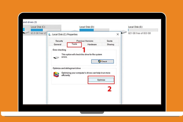 Dùng công cụ Optimize Drives bước 3