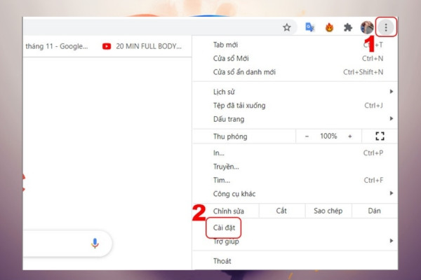 Bật cookie trên trình duyệt Chrome trên máy tính 1