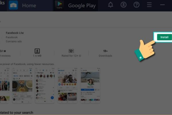 Hướng dẫn download, tải Facebook Lite về máy tính bước 5
