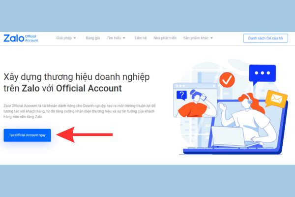 Hướng dẫn tạo Zalo OA bước 1