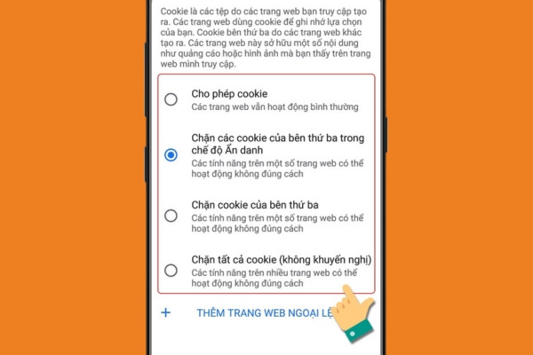 Bật/tắt Cookie trong trình duyệt Chrome trên điện thoại 6