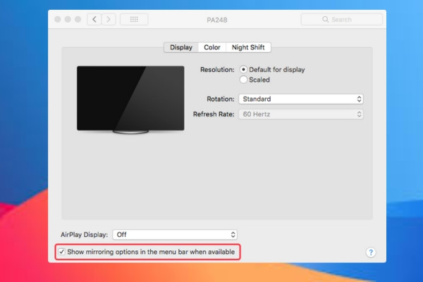 Kết nối qua AirPlay Display bước 2