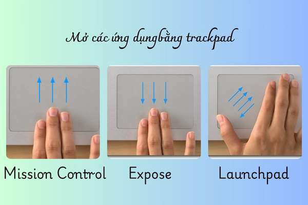 Mở các ứng dụng (Mission Control, Expose, Launchpad)