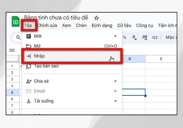 Nhập dữ liệu dễ dàng từ tệp trên máy vào Google Sheets 1