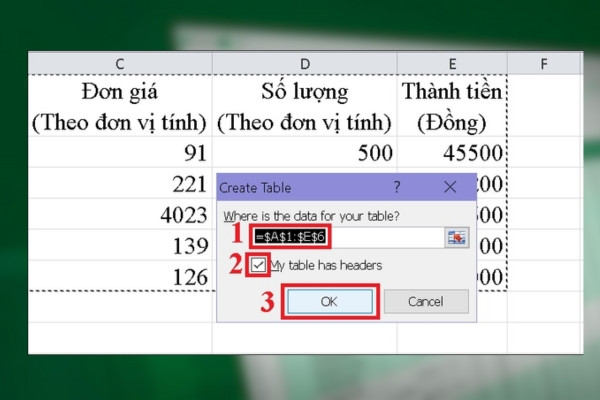 Sử dụng công cụ Format as Table kẻ bảng trong Excel lưu ý