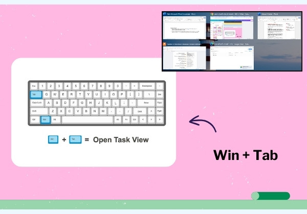 Sử dụng tổ hợp phím tắt nhanh Win + Tab Sử dụng tổ hợp phím tắt nhanh Win + Tab