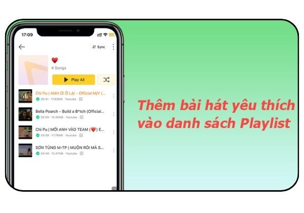Thêm bài hát vào danh sách Playlist yêu thích
