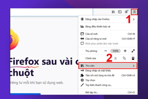 Trên Firefox&nbsp;