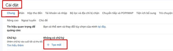Cách cài chữ ký trong Gmail bằng máy tính 2
