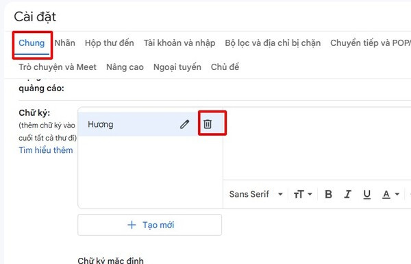 Xóa chữ ký trong Gmail như thế nào? 3