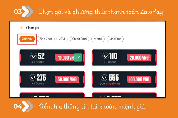 Các bước nạp ZaloPay Valorant 4