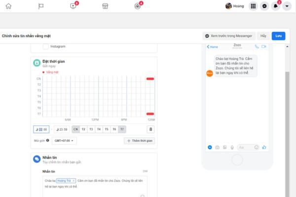 Cách cài tin nhắn tự động trên fanpage giúp trả lời khách hàng khi bạn Offline2