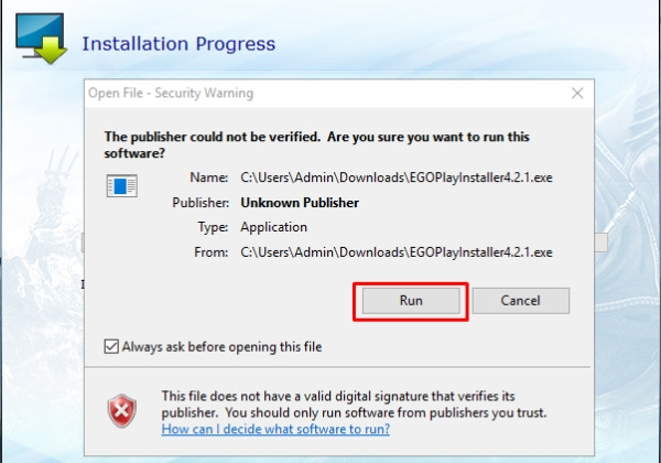 Cài đặt Ego Play qua bản Install bước 6