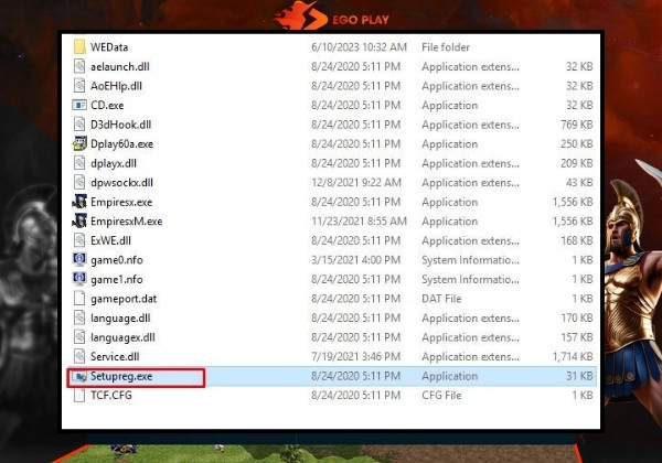 Cách 1: Cài đặt lại game qua file setupreg bước 2