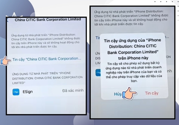 Cài đặt tin cậy ứng dụng 2