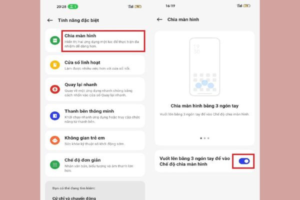 Chia đôi màn hình OPPO bằng cách vuốt 3 ngón tay bước 2 Chia đôi màn hình OPPO bằng cách vuốt 3 ngón tay bước 2