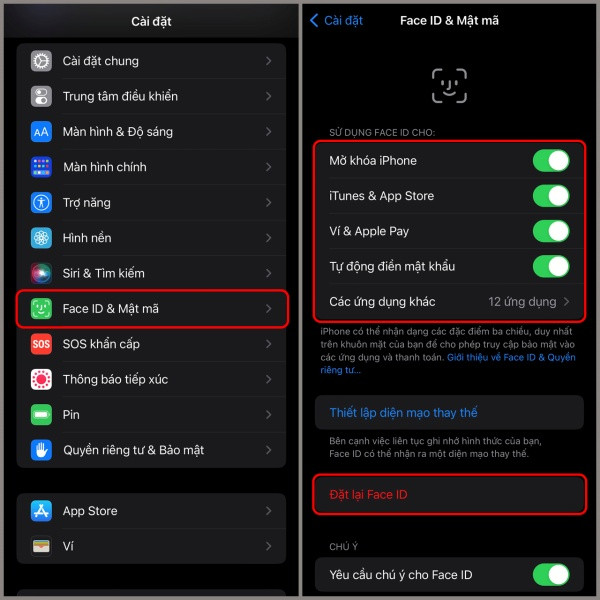 Đặt lại Face ID iPhone 11 Đặt lại Face ID iPhone 11