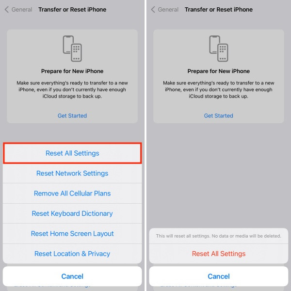 Đặt lại tất cả cài đặt iPhone 12