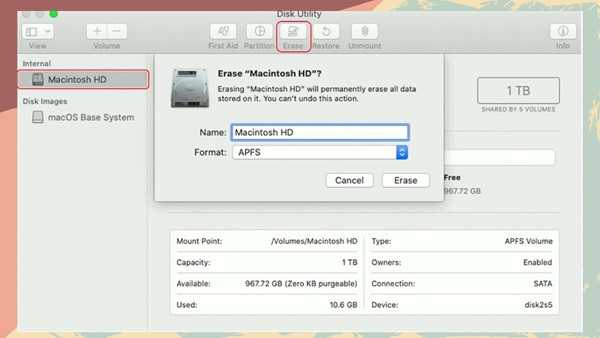 Factory Reset Macbook trên dòng máy Intel bước 3.1