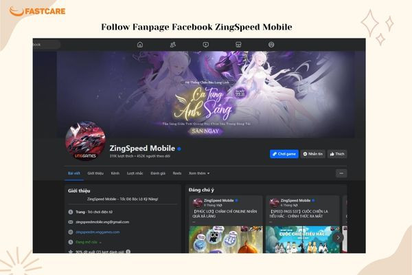 Fanpage Facebook ZingSpeed Mobile&nbsp;