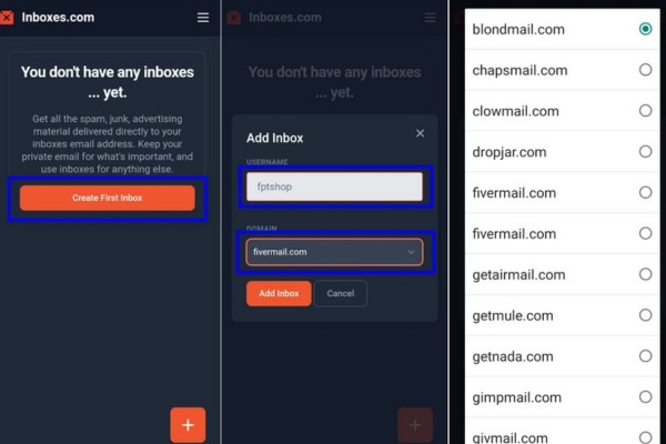 Hướng dẫn cách tạo Email Getnada trên điện thoại Android bước 2