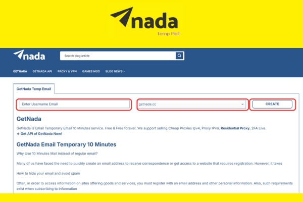 Hướng dẫn cách tạo Email Getnada trên máy tính bước 2