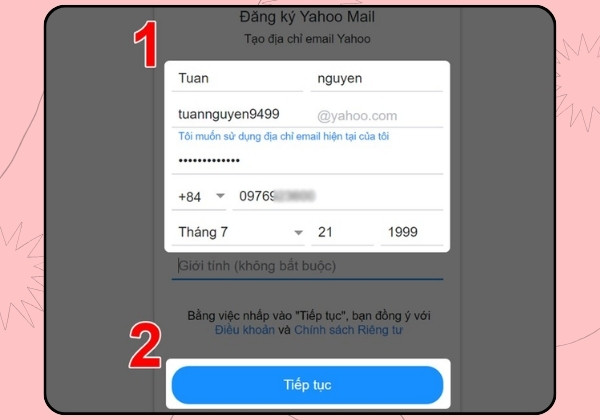 Hướng dẫn chi tiết cách tạo tài khoản Yahoo Mail bước 3
