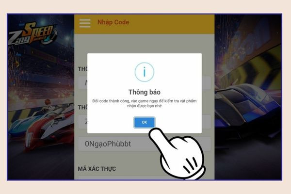 Hướng dẫn nhập code ZingSpeed Mobile thành công&nbsp; 4