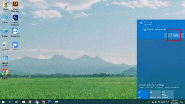 Kết nối WiFi cho máy tính bàn qua thanh Taskbar bước 2