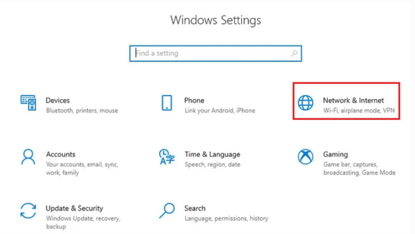 Kết nối WiFi cho máy tính bàn thông qua Settings bước 1
