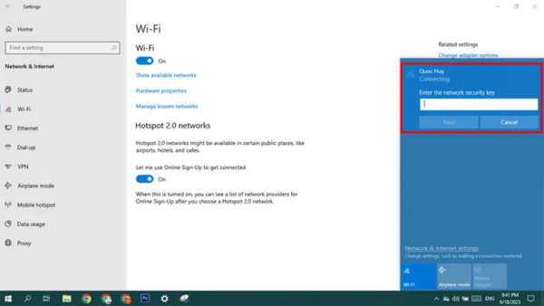 Kết nối WiFi cho máy tính bàn thông qua Settings bước 3