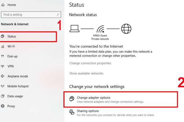 khắc phục Card mạng Wi-Fi bị tắt bước 2